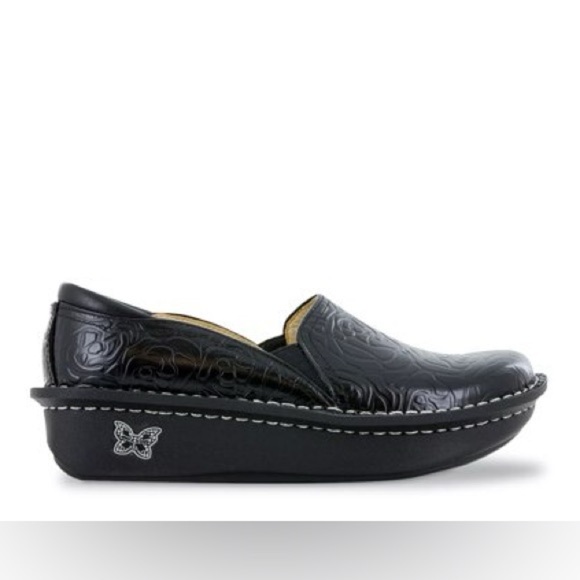 Alegria by PG Lite Debra slip on Black Embossed Shoes size EU 37/ US 7 - Picture 1 of 14